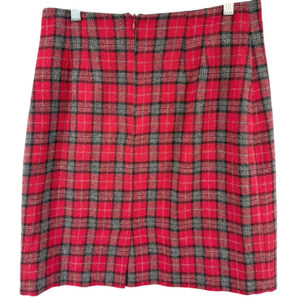 Savannah Wool Blend Skirt 10P Tartan Plaid Red Gray Blk Mini Career Lined